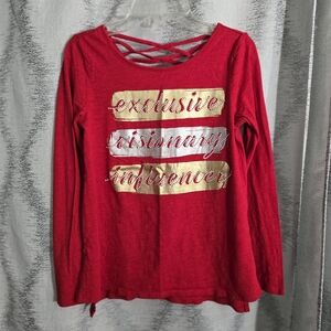 Epic Threads Red Long Sleeve Top with Gold Accents